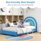 Velvet Kids Twin Bed with Adjustable Headboard Sturdy Wooden Frame and Soft Upholstery